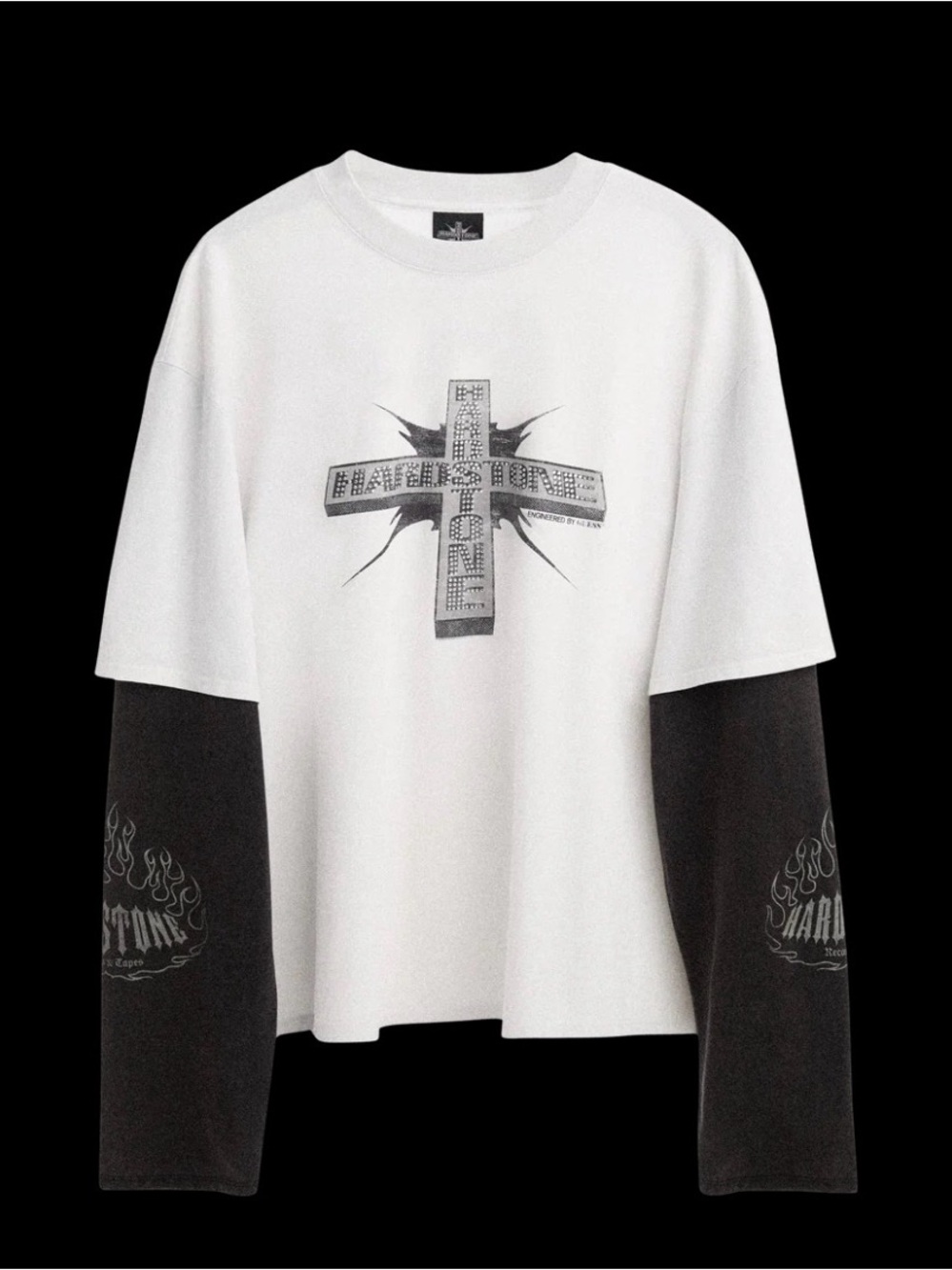 NWT HARDSTONE LAYERED LS TEE (WHITE) size L